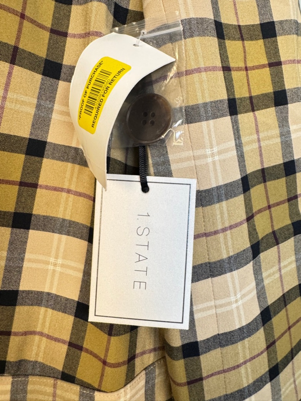 1. State Folklore Plaid Notched Lapel Mac Checked Trench Coat Lightweight XL - Picture 12 of 14